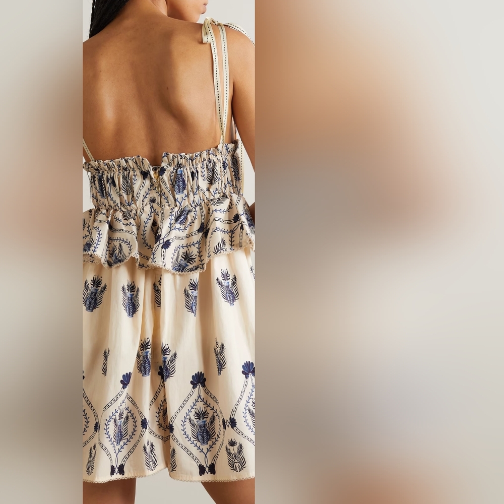 AGUA BY AGUA BENDITA Salvador Jarron printed cotton-poplin peplum mini dress - Picture 2 of 11